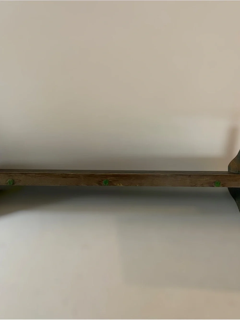 Vintage Wall Shelf w Plate Grove Green Distressed Wood Display Farmhouse Country